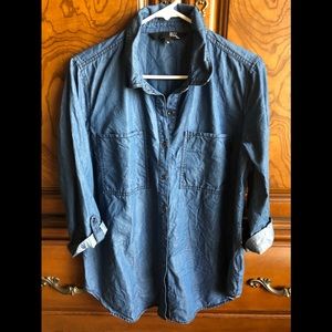 Denim look button front shirt